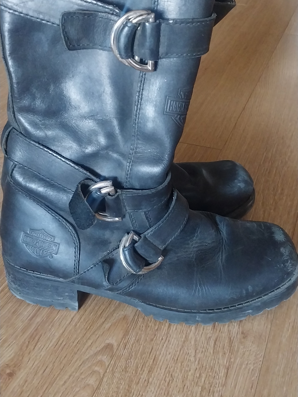 Harley-Davidson Women's Black Leather Buckle Harness Boots